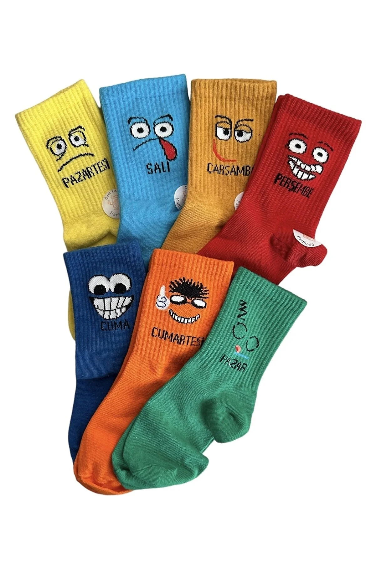 7 Days a Week Special Emoji Printed Fun Tennis College Socks Boxed Unisex - Turk