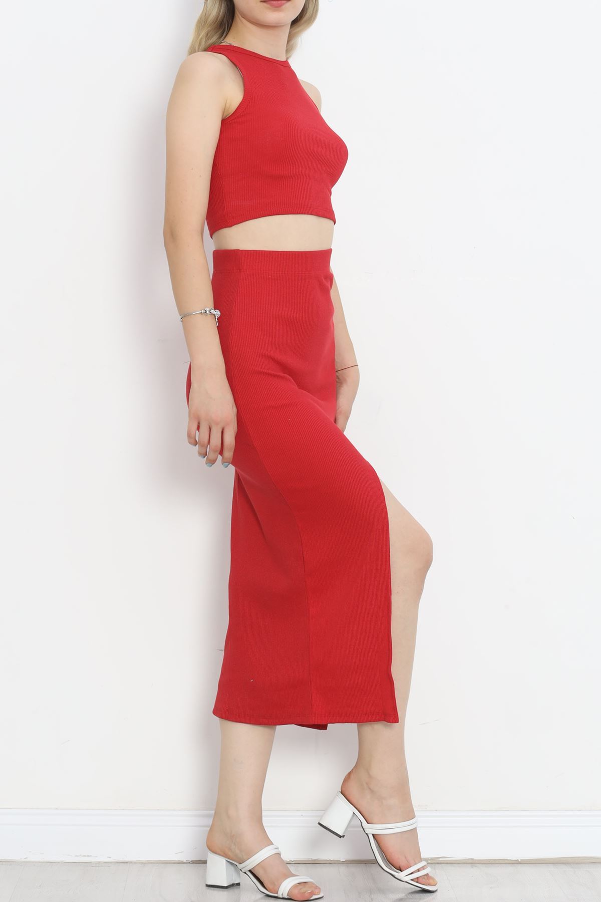 Camisole Skirted Suit Red