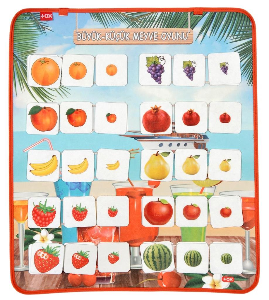 Big - Small Fruit Game Felt Velcro Wall Board , Educational Toy