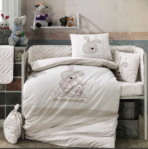 Elina Beige Poplin Baby Duvet Cover Set