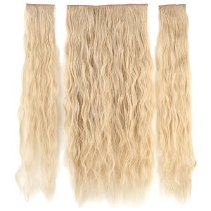 Kanekalon Fiber Synthetic Embossed Wavy Half Moon + 2 Side Hair Snaps / Auburn White Platinum Highlights