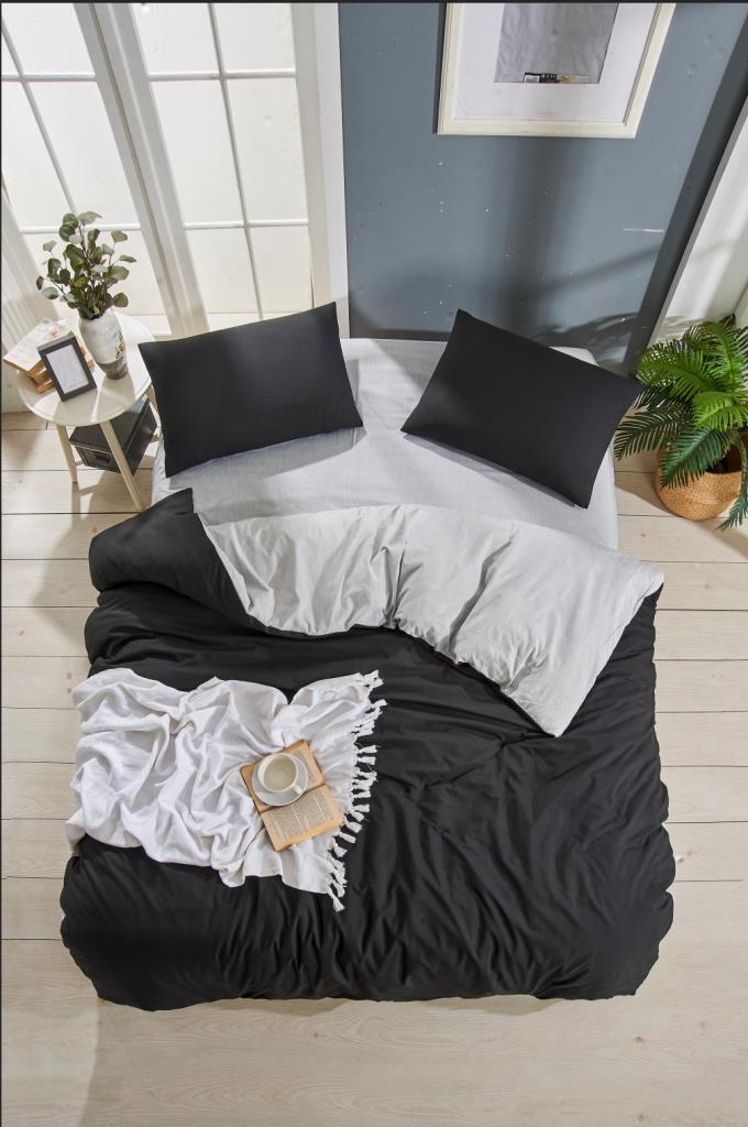 Solid Color Black Double Duvet Cover Set