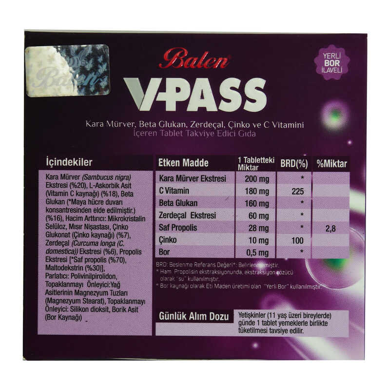 V-Pass Black Elderberry Turmeric Zinc and Vitamin C 1000 Mg X 30 Tablets