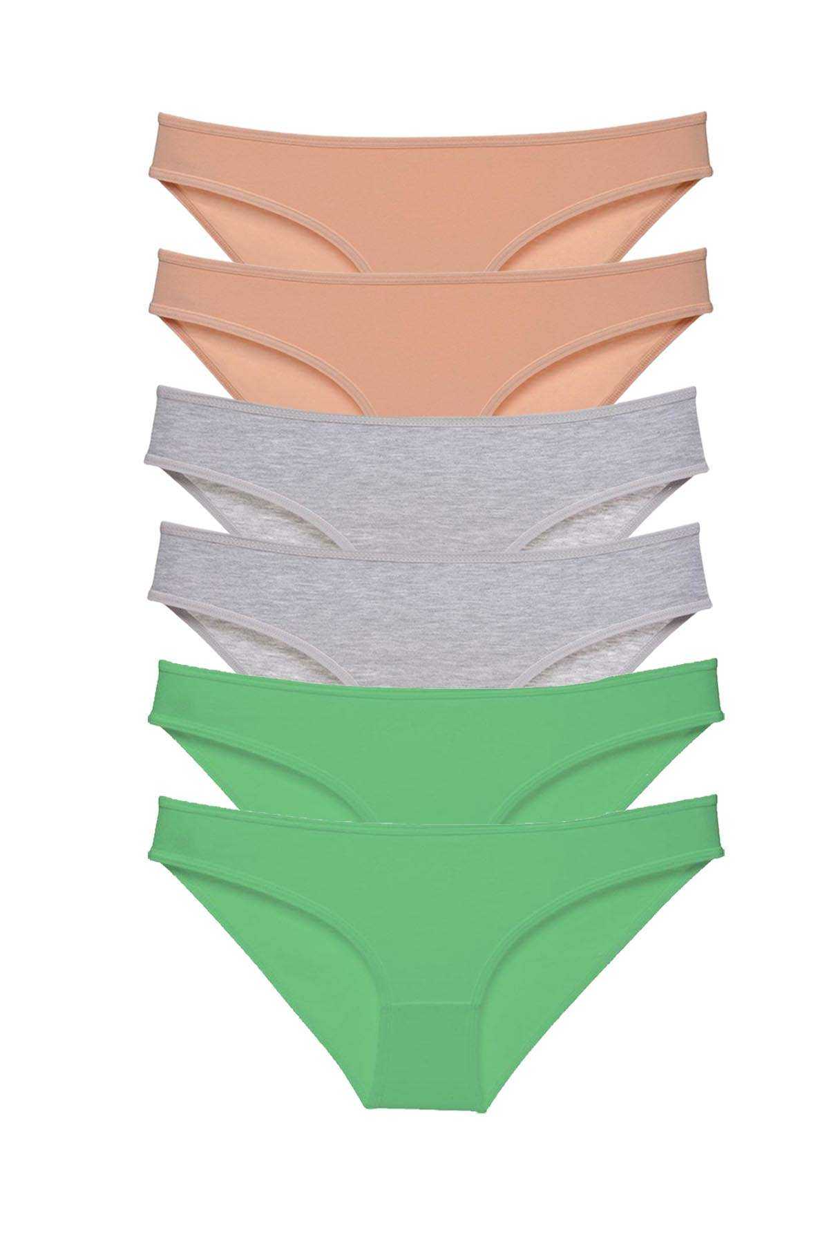 6pcs Super Eco Set Lycra Women Slip Panties Skin Gray Green