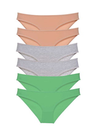 6pcs Super Eco Set Lycra Women Slip Panties Skin Gray Green