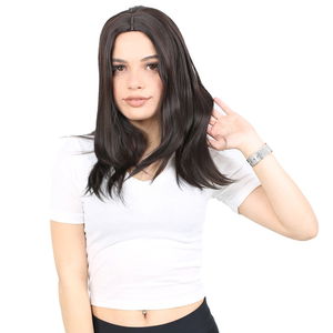 Kanekalon Fiber Synthetic Medium Straight Wig without bangs / Brown