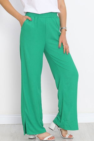 Cuffed Pants with Cuff Slits Green