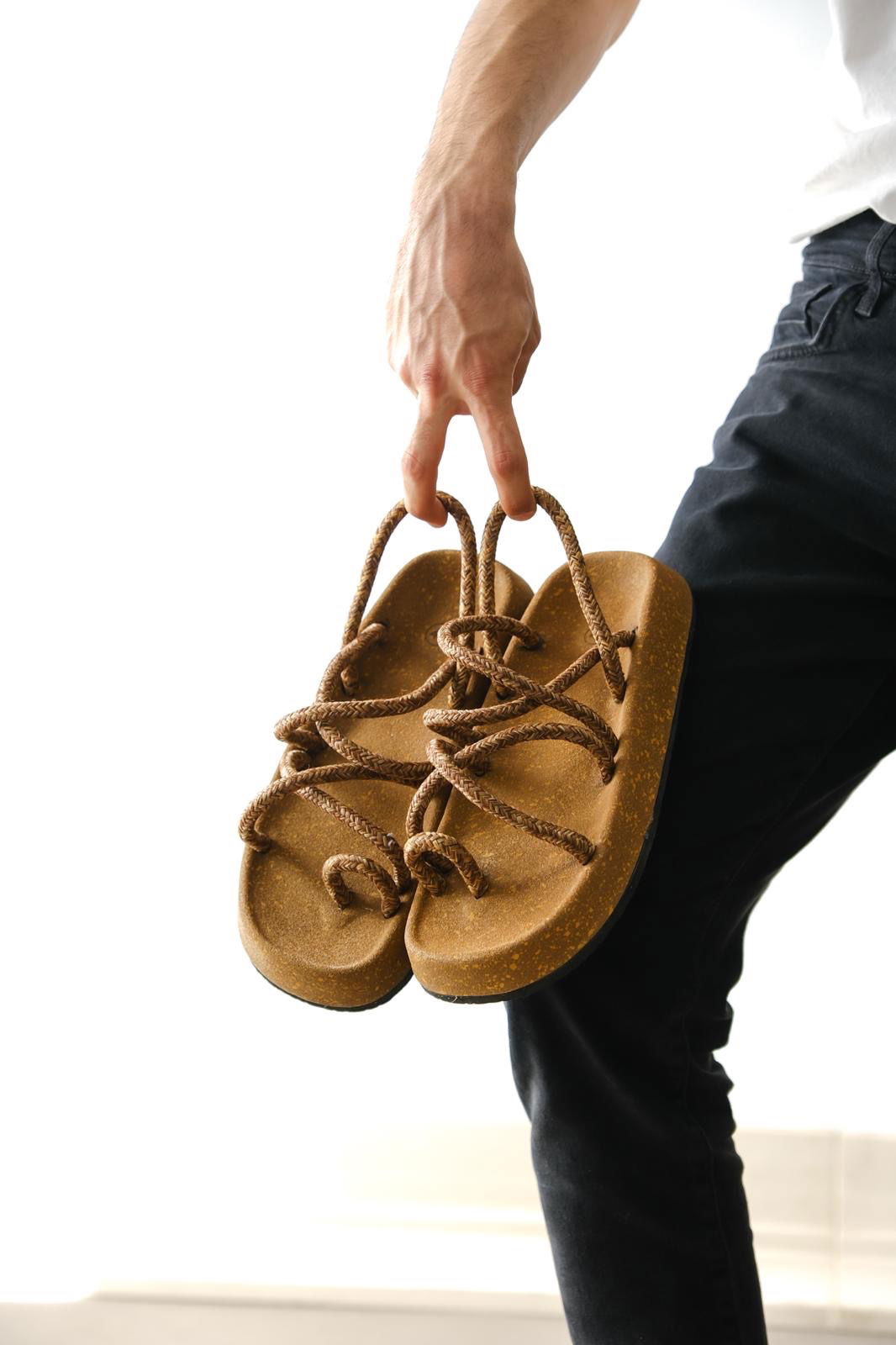 Men's Bodrum Rope Rope Taba Casual Sandals