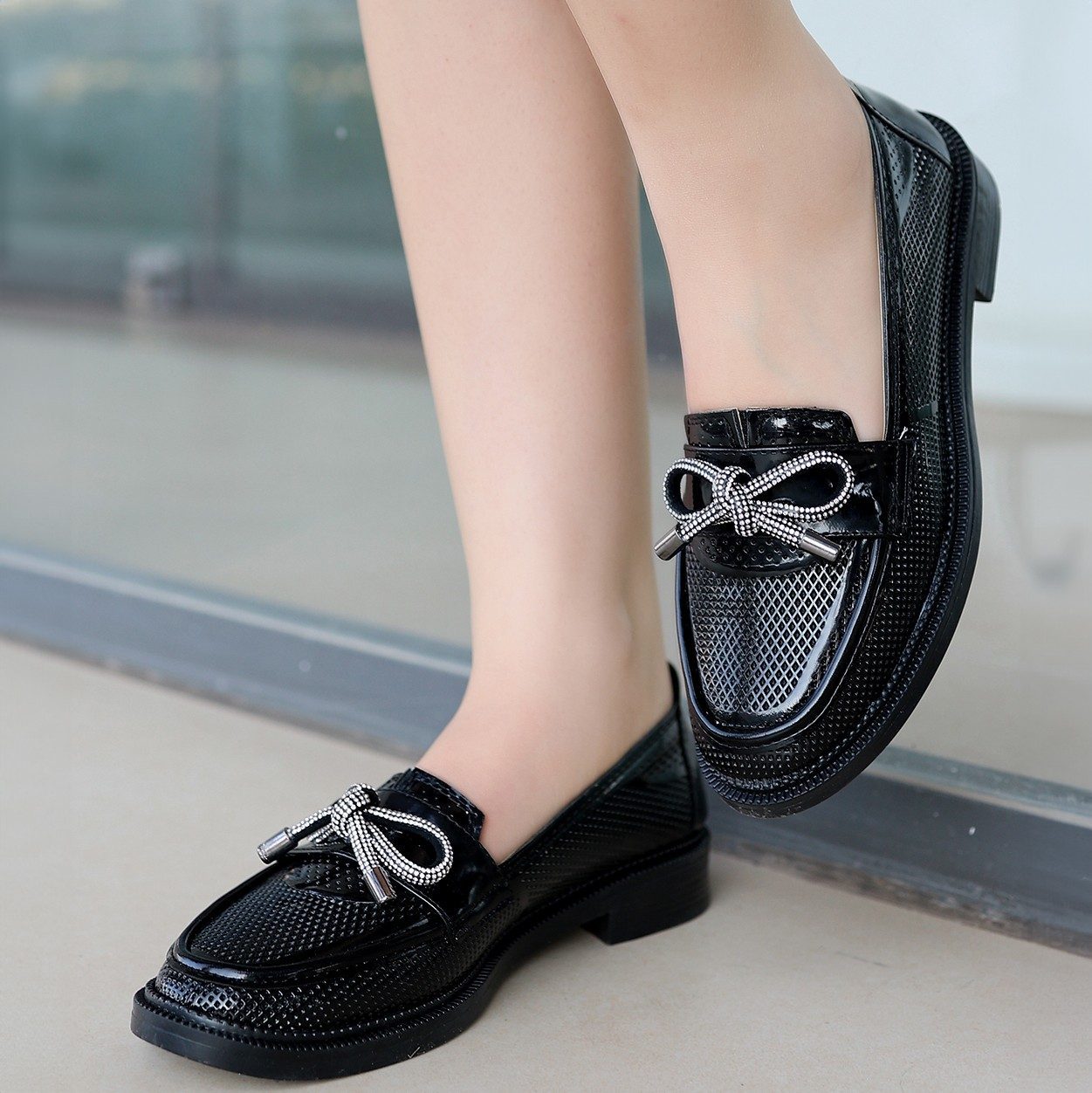 Black Patent Leather Babet Shoes