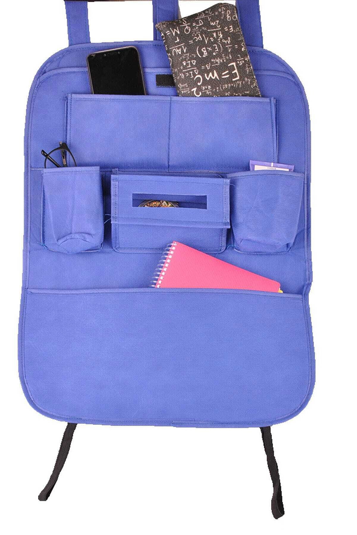 Car Seat Back Protective Case Organizer 7 Pockets - Blue