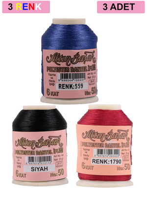 3 Pieces Altinbasak Oya and Lace Floss 20 gr - Turk - No: BLACK - 1790 - 559