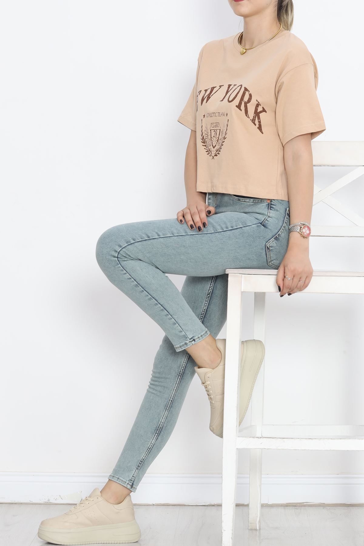 Printed Crop T-Shirt Mink