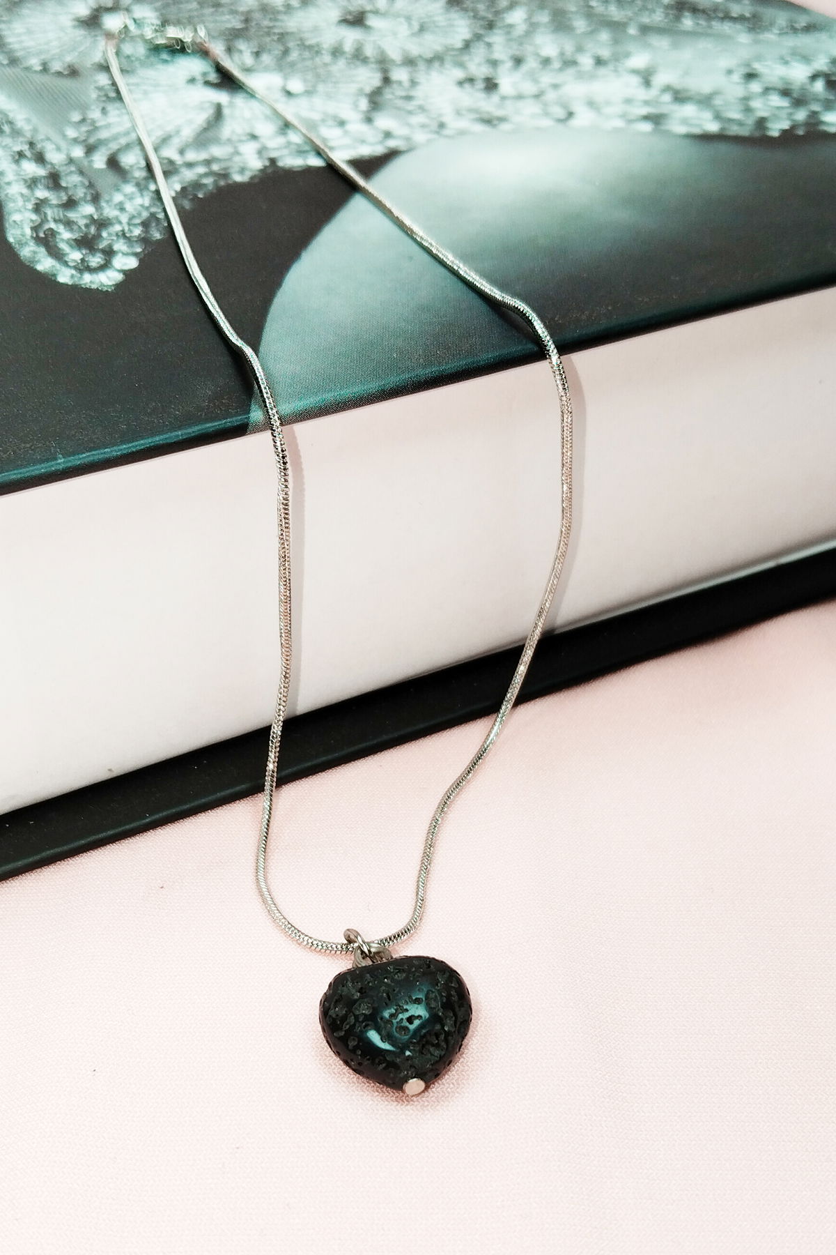 Lava Stone Natural Stone Handmade Pendant with Chain: 1.5 cm Chain: 20 cm Boxed