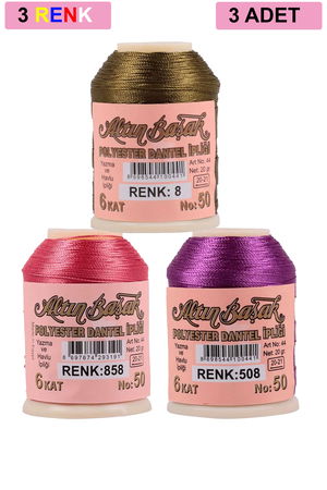 3 Pieces Altinbasak Oya and Lace Floss 20 gr - Turk - No: 858 - 508 - 008