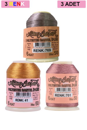 3 Pieces Altinbasak Oya and Lace Floss 20 gr - Turk - No: 041 - 701 - 769