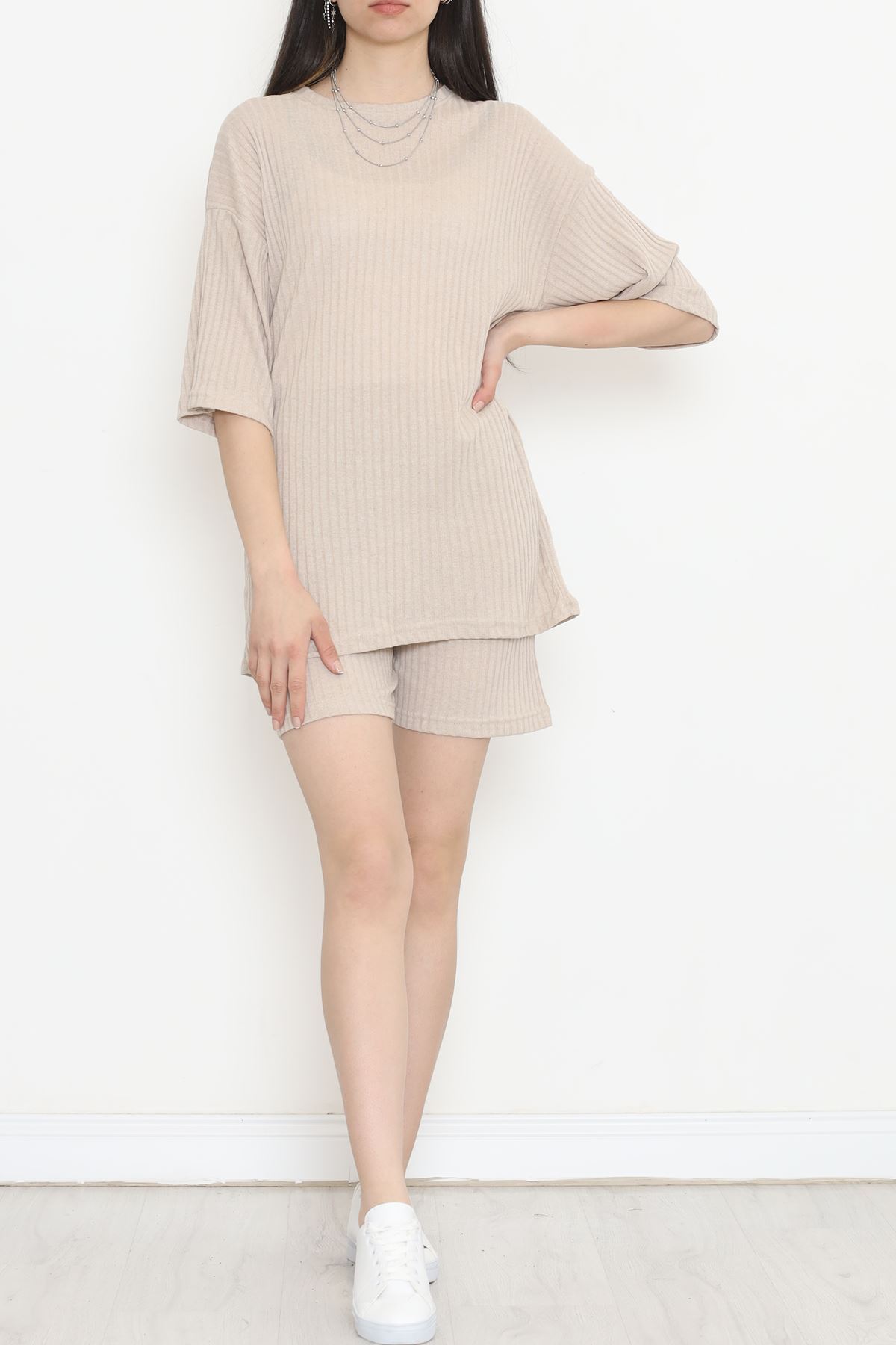 Crew-Neck Shorts Suit Stone