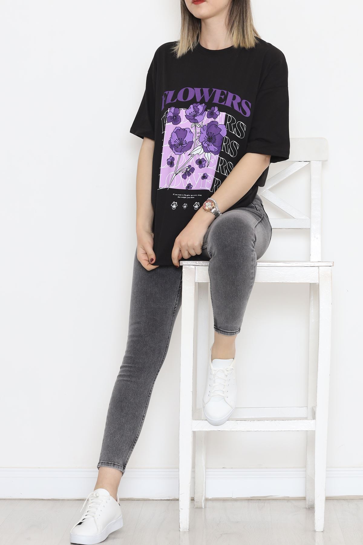 Printed Oversized T-Shirt Black