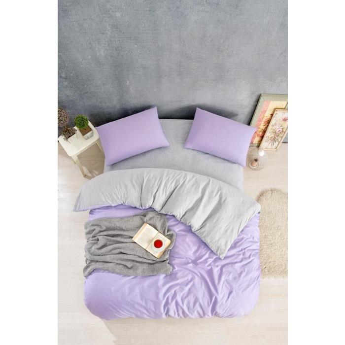 Solid Color Single Duvet Cover Set Lilac