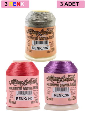 3 Pieces Altinbasak Oya and Lace Floss 20 gr - Turk - No: 145 - 036 - 197