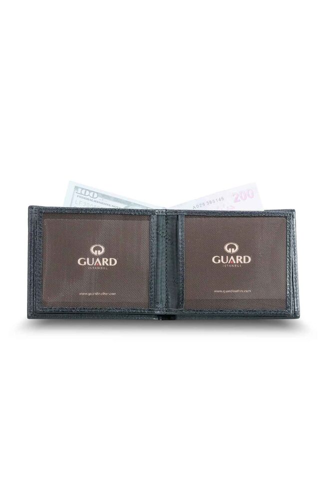 Black Double Pisot Horizontal Leather Men's Wallet