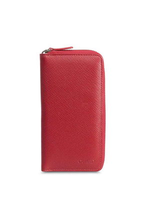 Red Safiano Zippered Portfolio Wallet