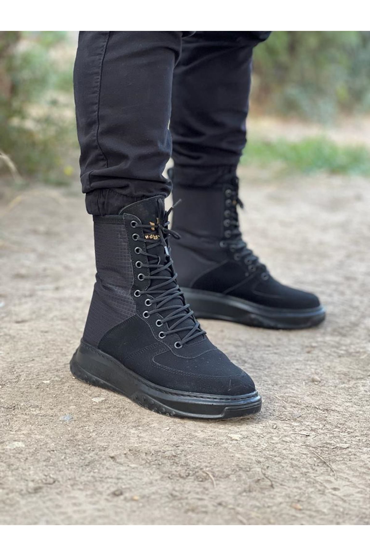 Charcoal Suede Long Lace-up Boots