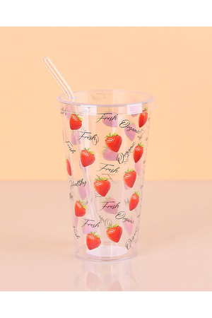 Patterned Plastic Straw Cup 16 Cm 1 Piece Turk-ENF-040