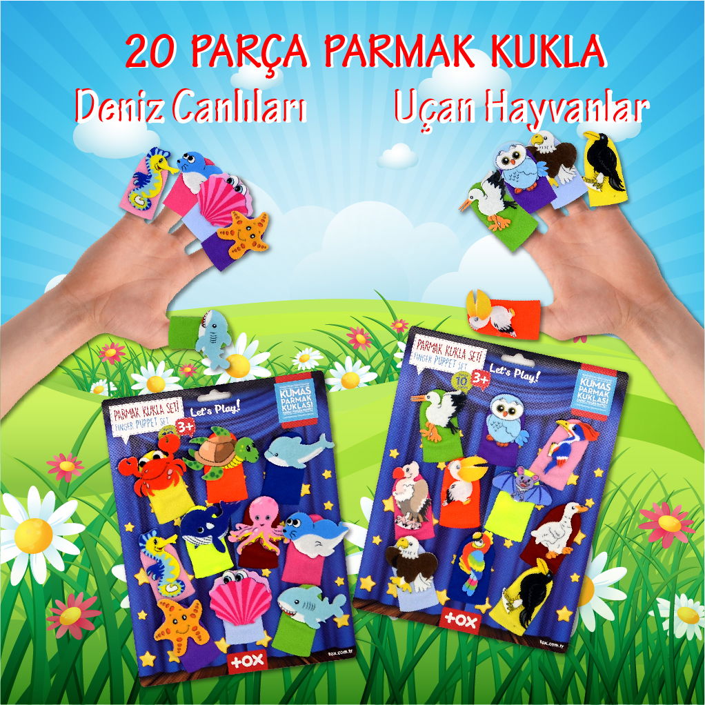 2 Sets - 20 Pieces Sea Creatures and Flying Animals Finger Puppet