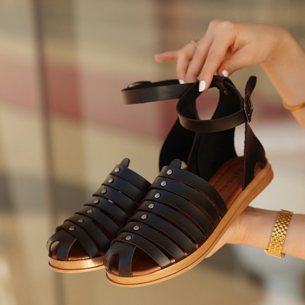 Black Leather Sandals