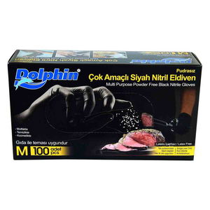 Powder Free Black Nitrile Gloves Medium (M) 100 Pack