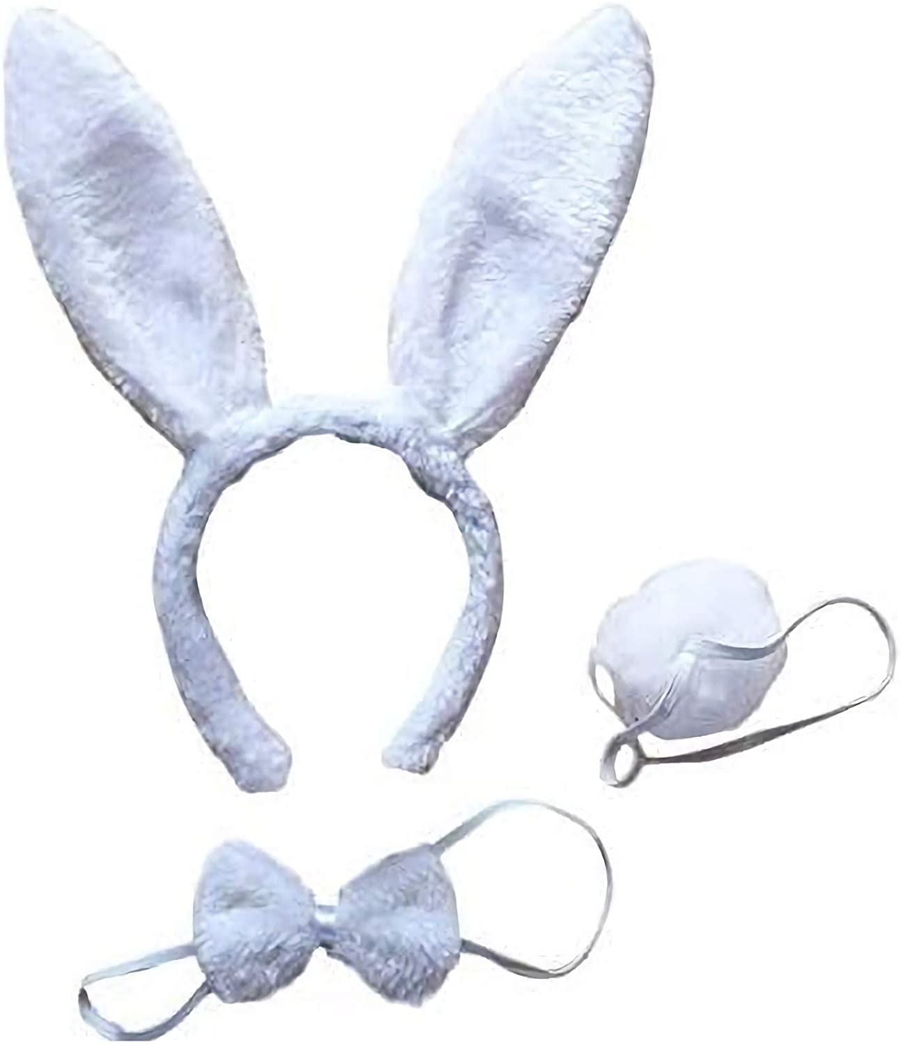 Rabbit Costume Set Crown Bow Tie Tail White Color