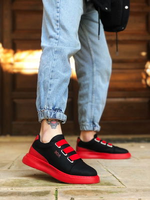 Band Black Red Thick Sole Casual Men's Shoes