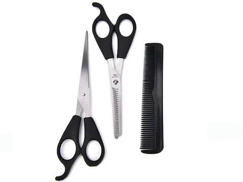 Barber Shaving Set - Scissors Comb Apron - 4 Piece Special Set