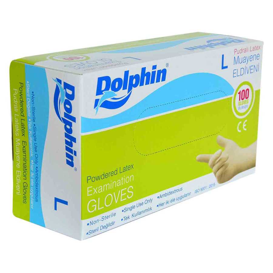 Powdered White Latex Examination Gloves Large Size (L) 100 Pack