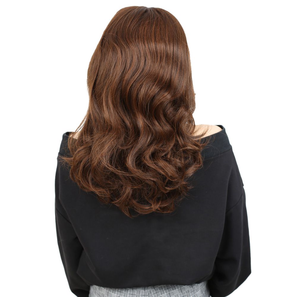 Kanekalon Fiber Synthetic Medium Wavy Wig without bangs / Coffee Caramel