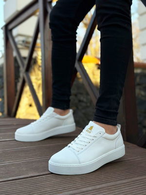 Lace-up White Skin Sport Classic Men's Shoes