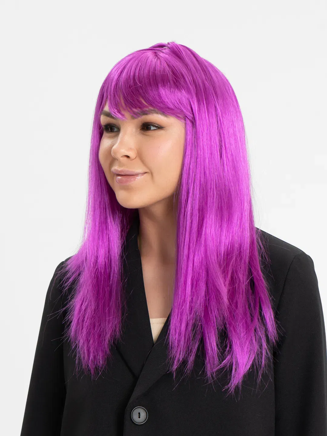 Fuchsia Color Straight Cut Long Party Wig False Hair