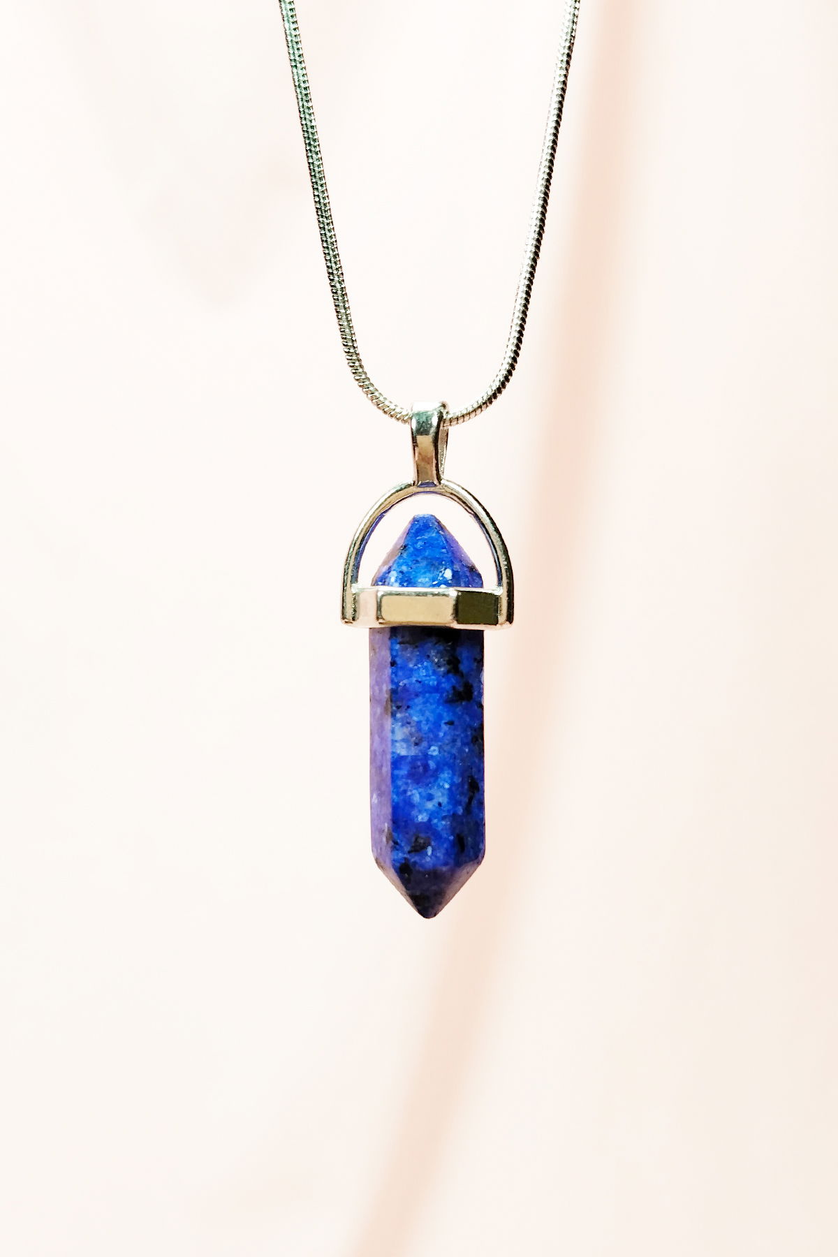 Lapis Lazuli Natural Stone Chain Necklace with Handmade Design Pendant: 3.5 cm Chain: 20 cm Boxed