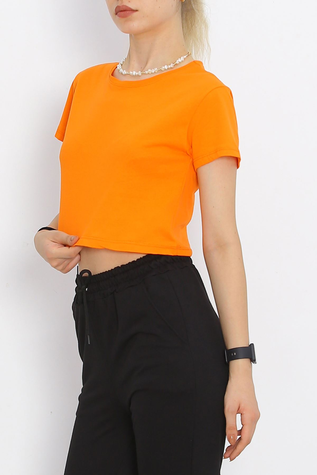 Crew Neck Crop T-Shirt Orange