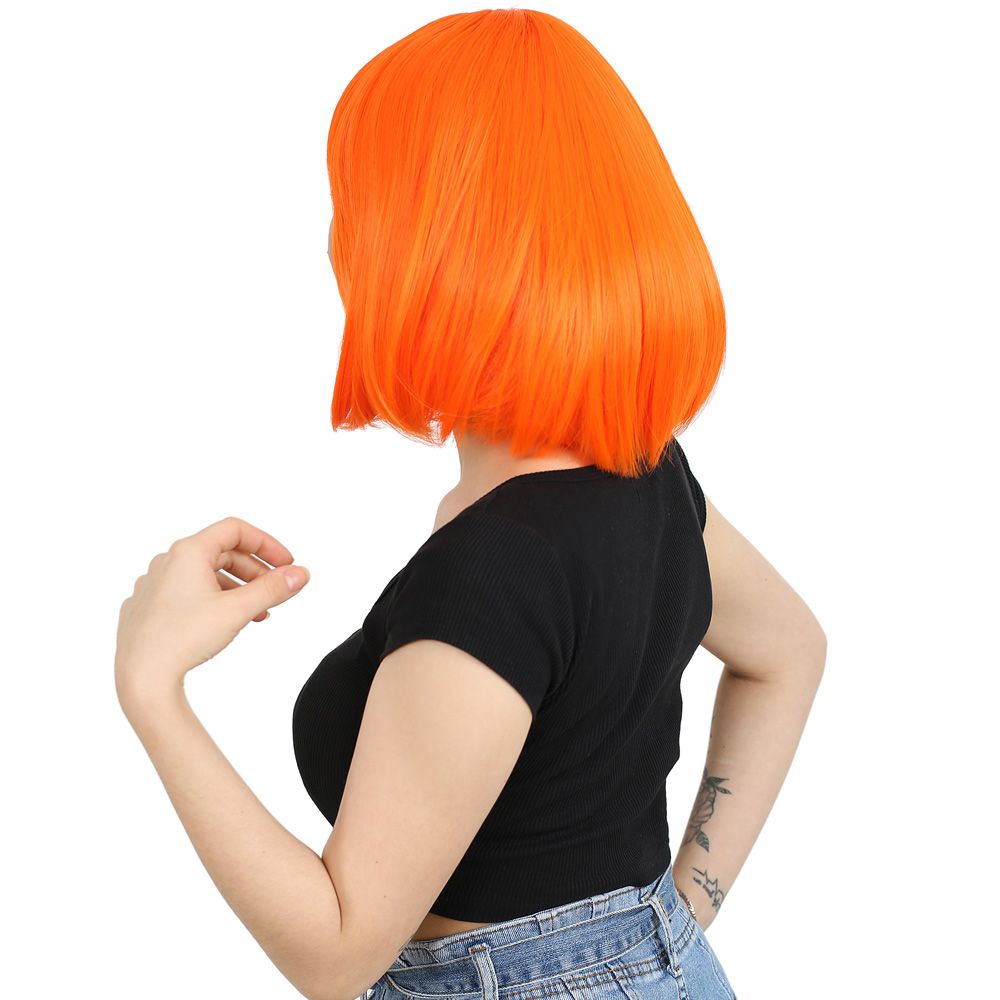 Kanekalon Fiber Synthetic Wig with Blunt Bangs / Orange