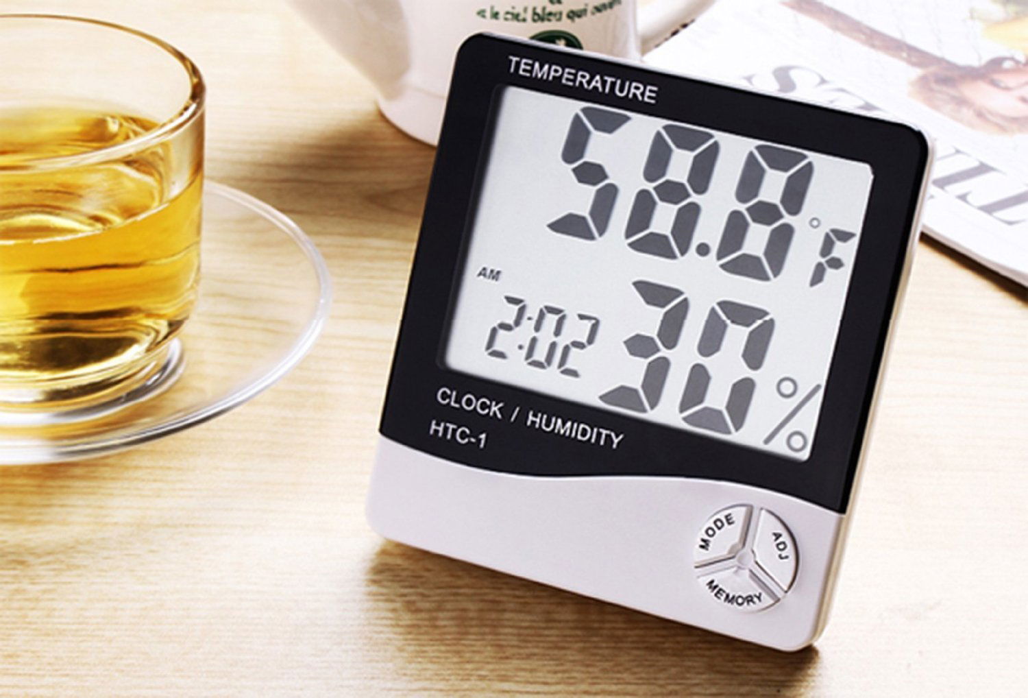 Desktop Digital Thermometer Humidity Meter Clock