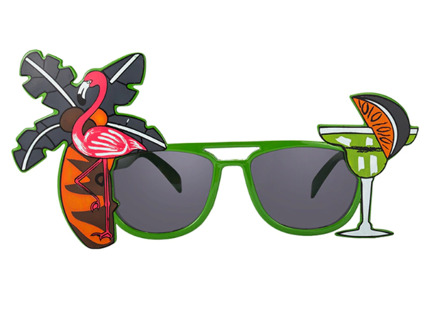 Hawaii Luau Cocktail Themed Party Glasses Green Color 8x15 cm