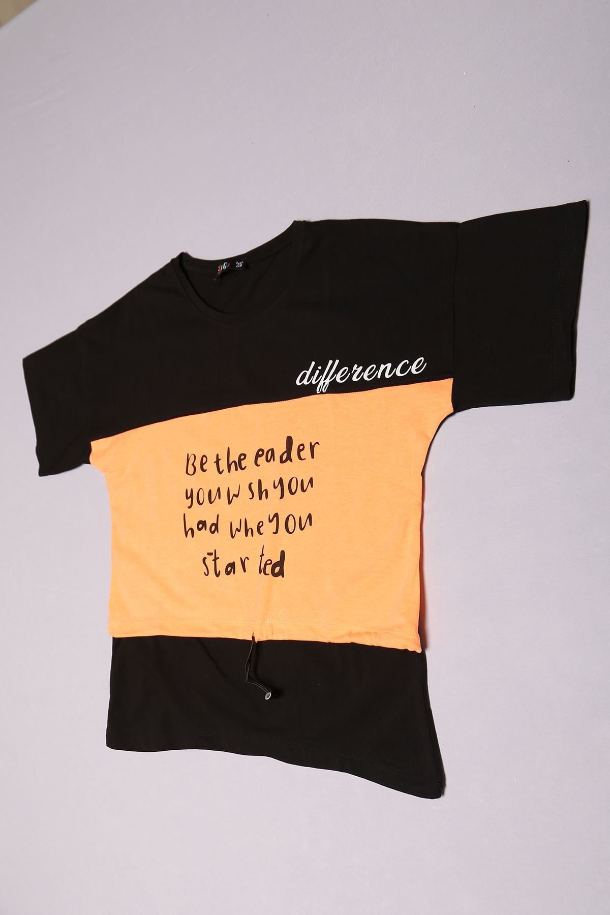 10-16 Years Printed Kids T-Shirt Black Orange