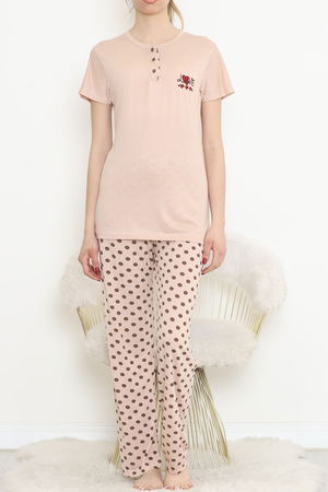 Button Pajama Set Beige