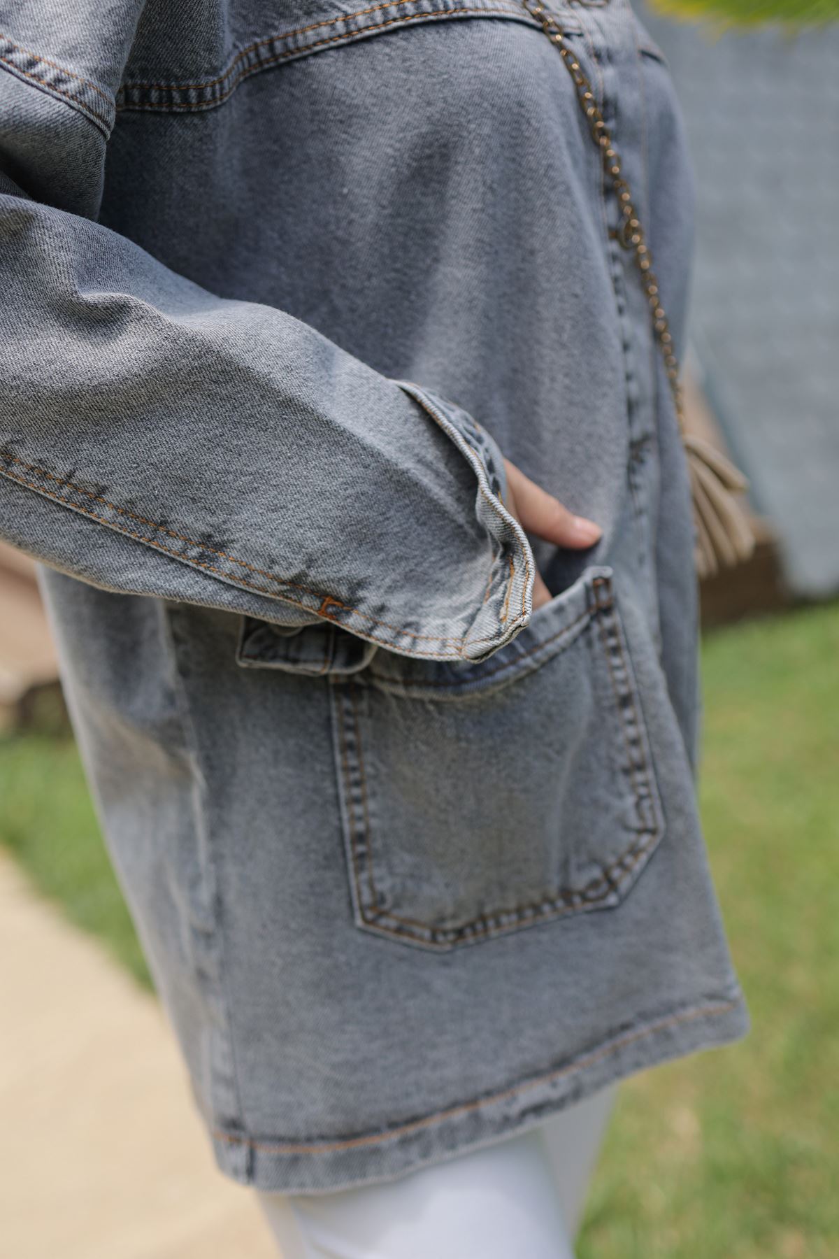 Front Pockets Denim Jacket Anthracite