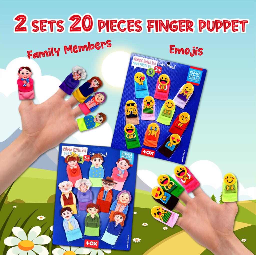 2 Sets - 20 Pieces Emojis and Family Members Finger Puppet