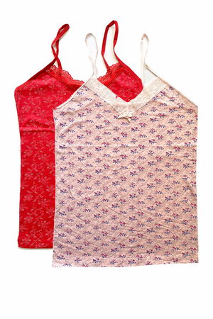 2Pcs Women's Straps Patterned Tank Top Lace Spun Cotton Combed D9-10