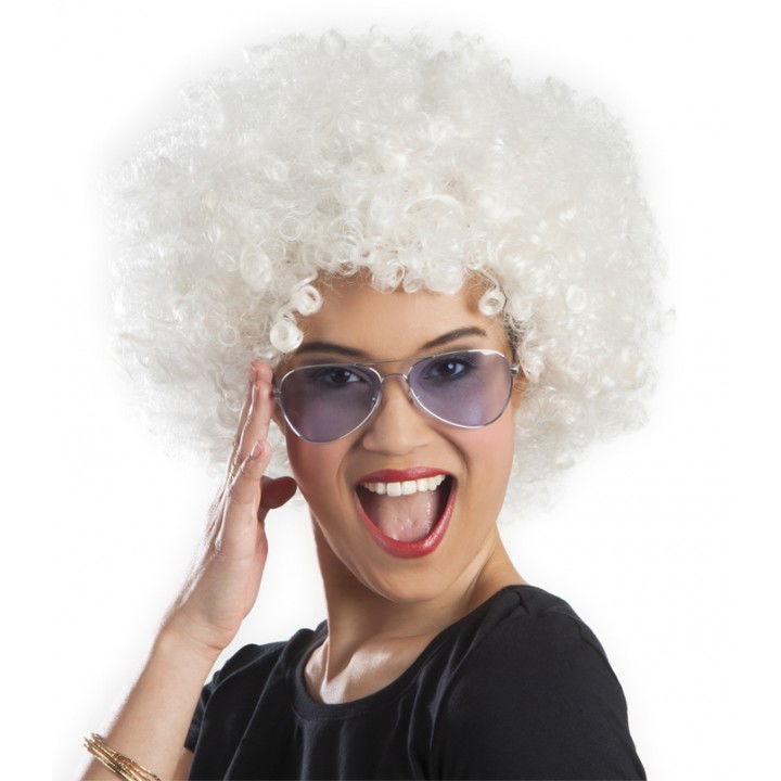 White Color Curly Afro Bonus Wig