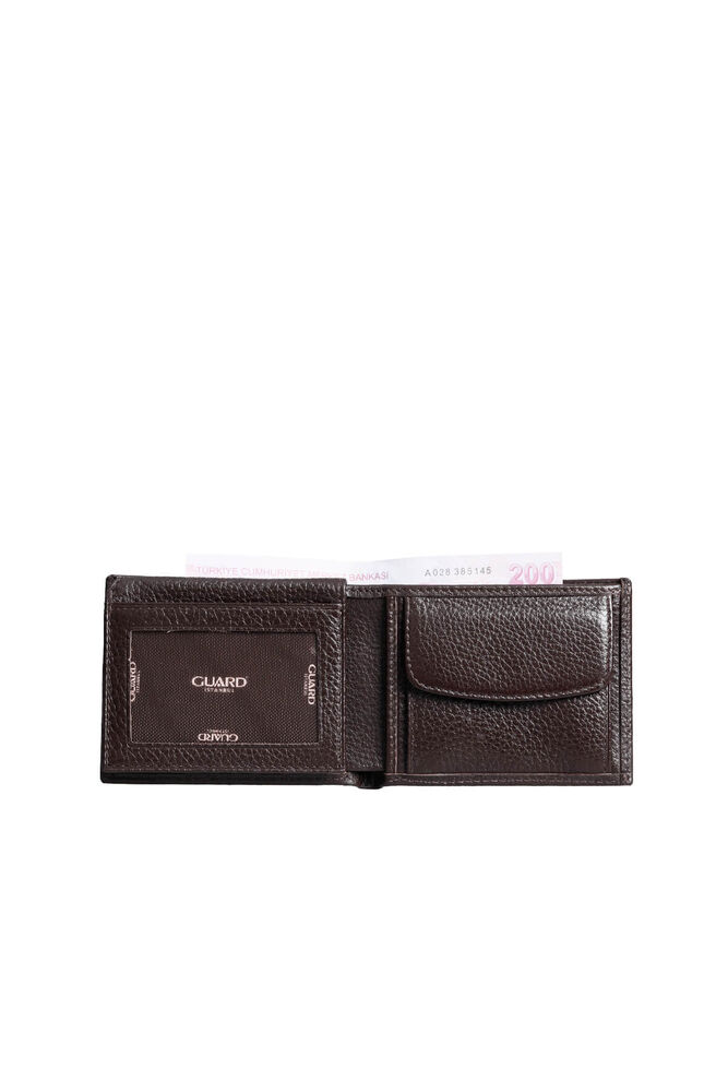 Brown Genuine Leather Horizontal Men's Wallet with Coin Purse