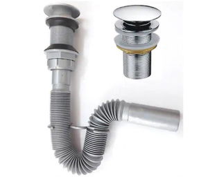 Pop Up Push Open Bellows Washbasin Siphon